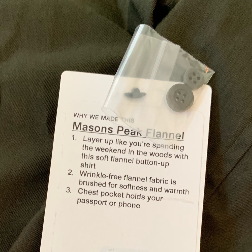 Masons peak flannel lululemon dark olive green - Picture 4 of 5